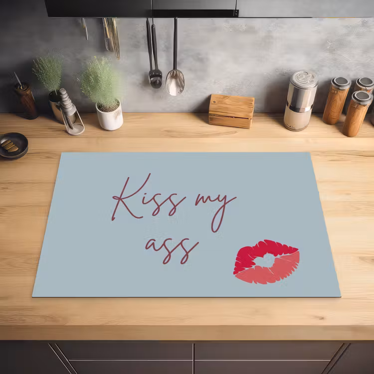 Kiss my ass - Lip - Blauw Inductie beschermer vinyl 3mm klein -sfeer5