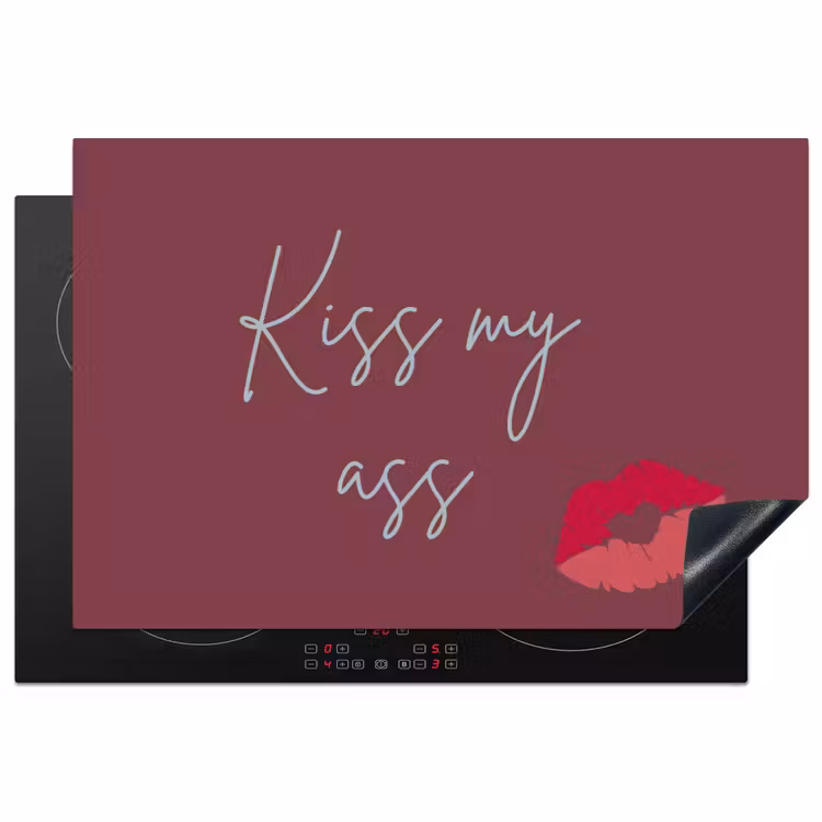 Kiss my ass - Lip - Bordeaux Inductie beschermer vinyl 3mm klein -3d