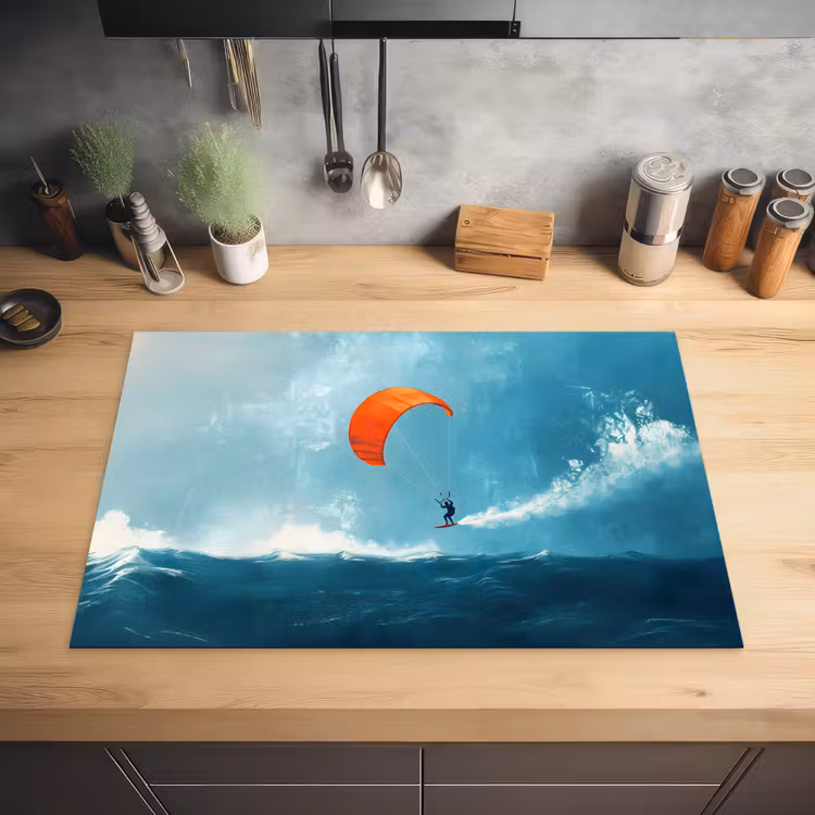 Kitesurfer - Oranje - Zee - Lucht Inductie beschermer vinyl 3mm klein -sfeer5