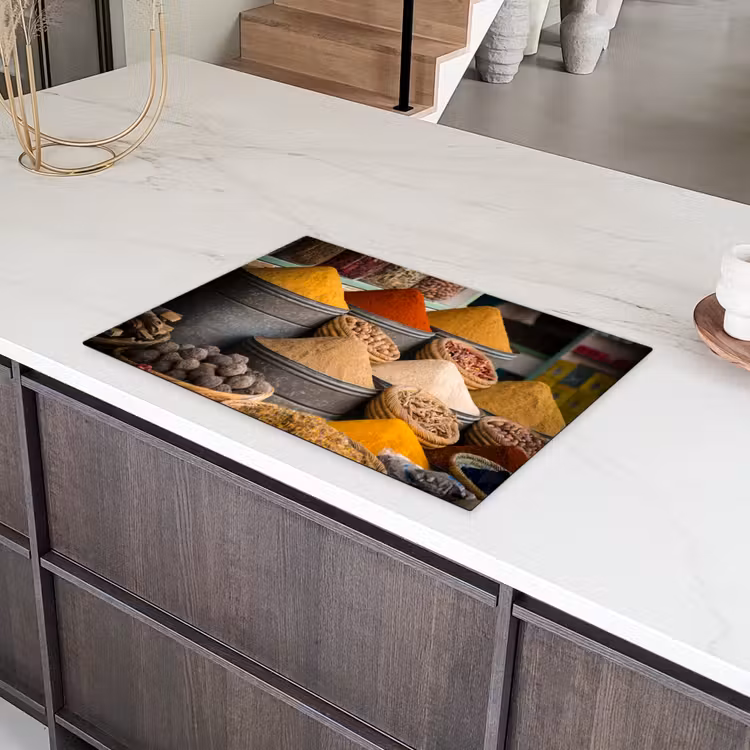 Kruiden - Ton - Specerijen - Geel - Bruin Inductie beschermer vinyl 3mm klein -sfeer8