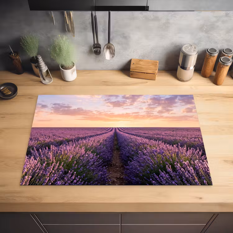 Landschap - Lavendelveld - Paars Inductie beschermer vinyl 3mm klein -sfeer5
