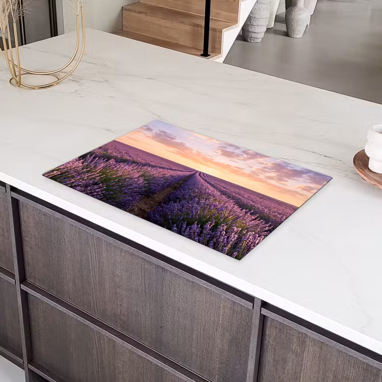 Landschap - Lavendelveld - Paars Inductie beschermer vinyl 3mm klein -sfeer8