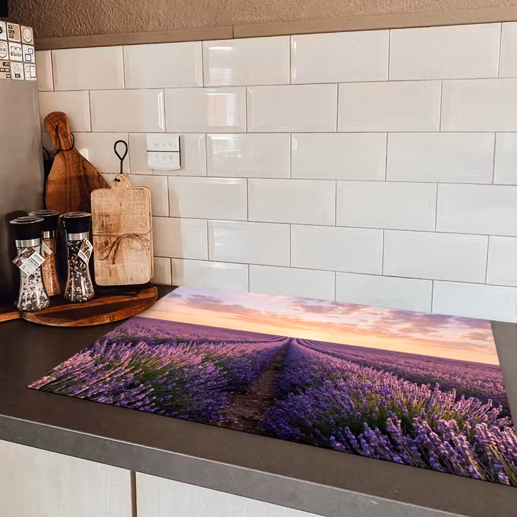 Landschap - Lavendelveld - Paars Inductie beschermer vinyl 3mm klein -sfeer3