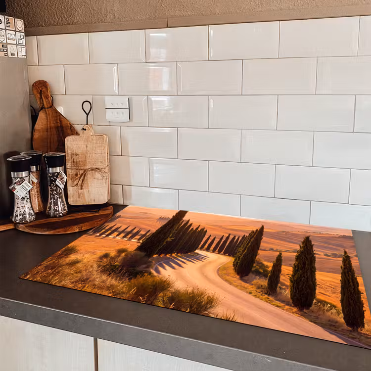 Landschap - Weg - Bomen - Natuur - Goud Inductie beschermer vinyl 3mm klein -sfeer3