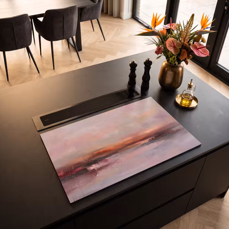 Landschap - Zonsondergang - Abstract - Modern - Roze Inductie beschermer vinyl 3mm klein -sfeer5