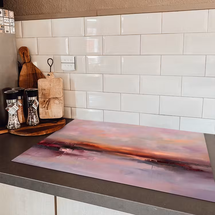 Landschap - Zonsondergang - Abstract - Modern - Roze Inductie beschermer vinyl 3mm klein -sfeer3