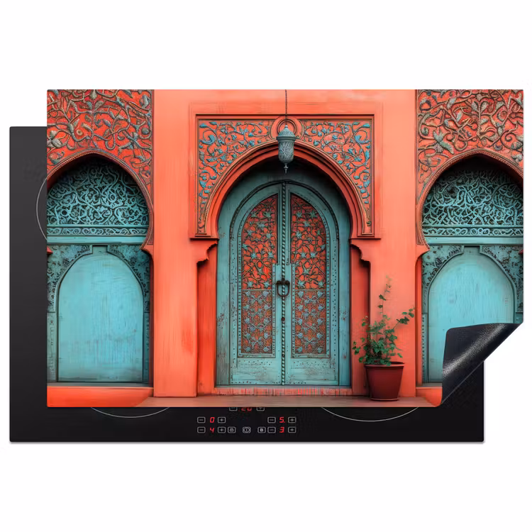Lantaarn - Deur - Turquoise Inductie beschermer vinyl 3mm klein -3d
