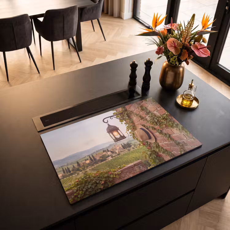 Lantaarn - Wijngaard - Landschap - Italiaans Inductie beschermer vinyl 3mm klein -sfeer5
