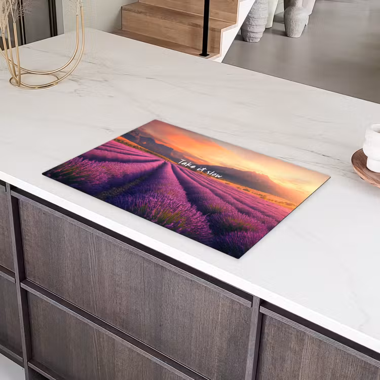 Lavendelveld - Quote - Zonsondergang Inductie beschermer vinyl 3mm klein -sfeer8