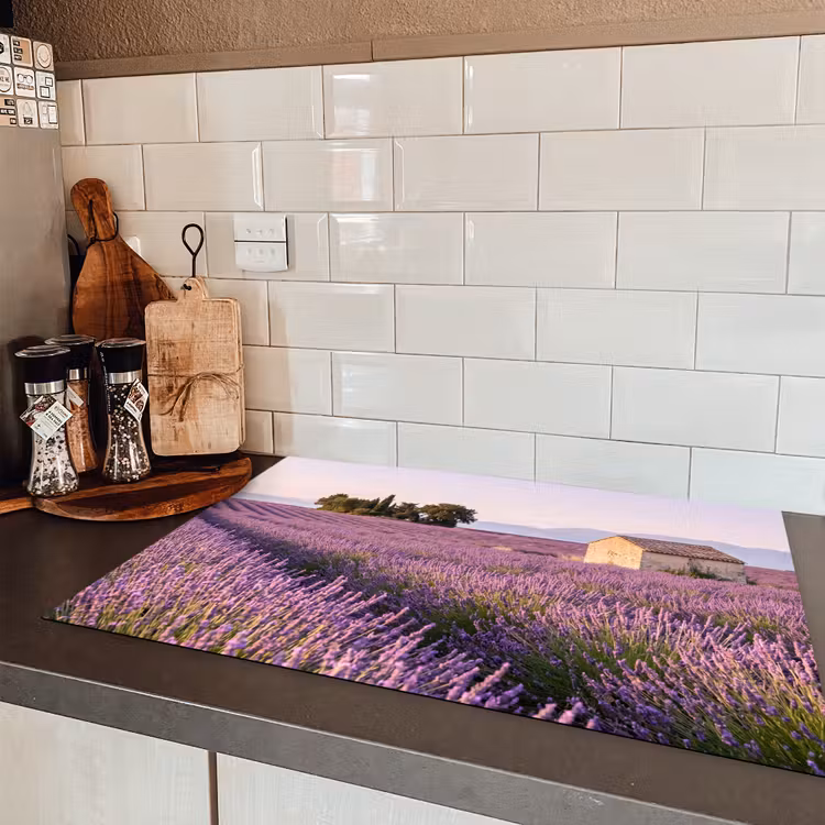 Lavendel - Landschap - Sereen - Paars Inductie beschermer vinyl 3mm klein -sfeer3