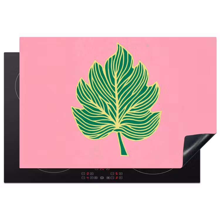 Blad - Groen - Illustratie - Minimalistisch Inductie beschermer vinyl 3mm klein -3d