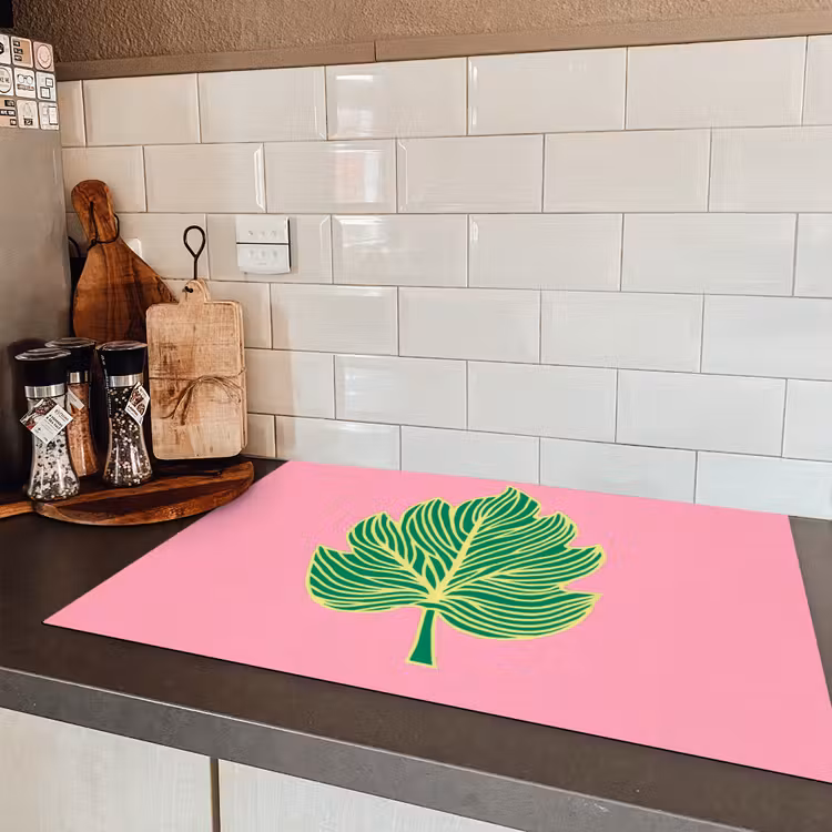 Blad - Groen - Illustratie - Minimalistisch Inductie beschermer vinyl 3mm klein -sfeer3