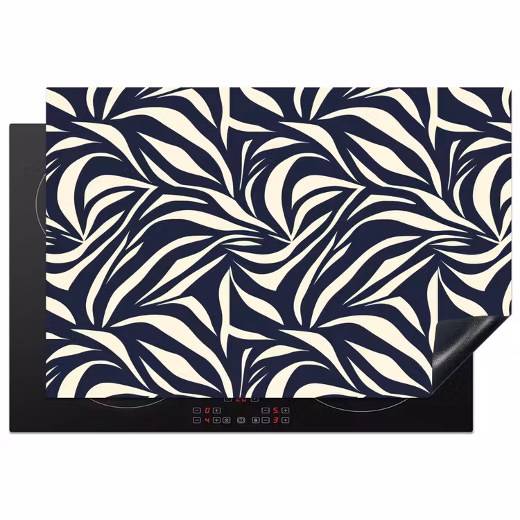 Bladvormen - Blauw - Patroon - Wit Inductie beschermer vinyl 3mm klein 276 -3d
