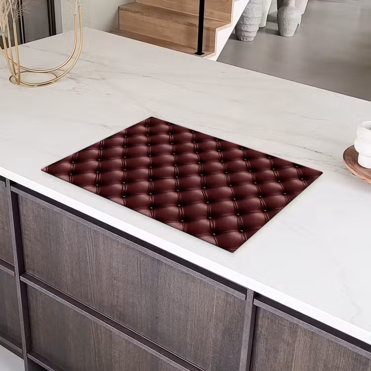 Leer - Patroon - Bordeaux Inductie beschermer vinyl 3mm klein 276 -sfeer8