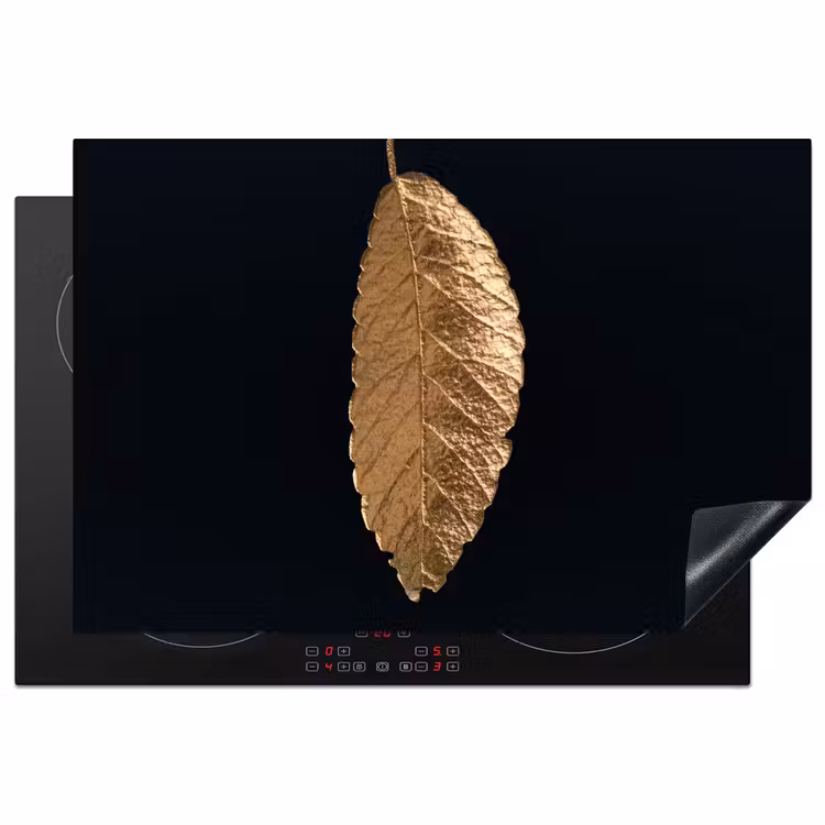 Bladeren - Zwart - Goud - Luxe - Natuur Inductie beschermer vinyl 3mm klein -3d