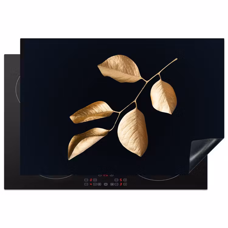 Bladeren - Tak - Goud - Luxe Inductie beschermer vinyl 3mm klein -3d