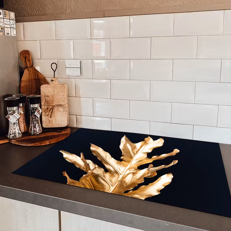 Bladeren - Goud - Herfst - Natuur - Luxe Inductie beschermer vinyl 3mm klein -sfeer3