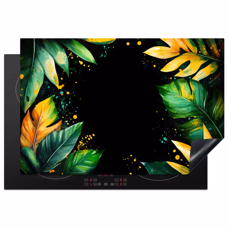 Bladeren - Groen - Geel - Verf - Jungle Inductie beschermer vinyl 3mm klein -3d