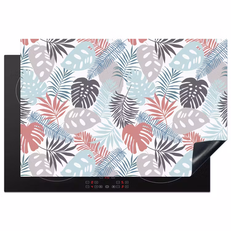 Bladeren - Jungle - Pastel - Tropisch Inductie beschermer vinyl 3mm klein -3d
