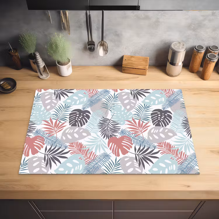 Bladeren - Jungle - Pastel - Tropisch Inductie beschermer vinyl 3mm klein -sfeer5