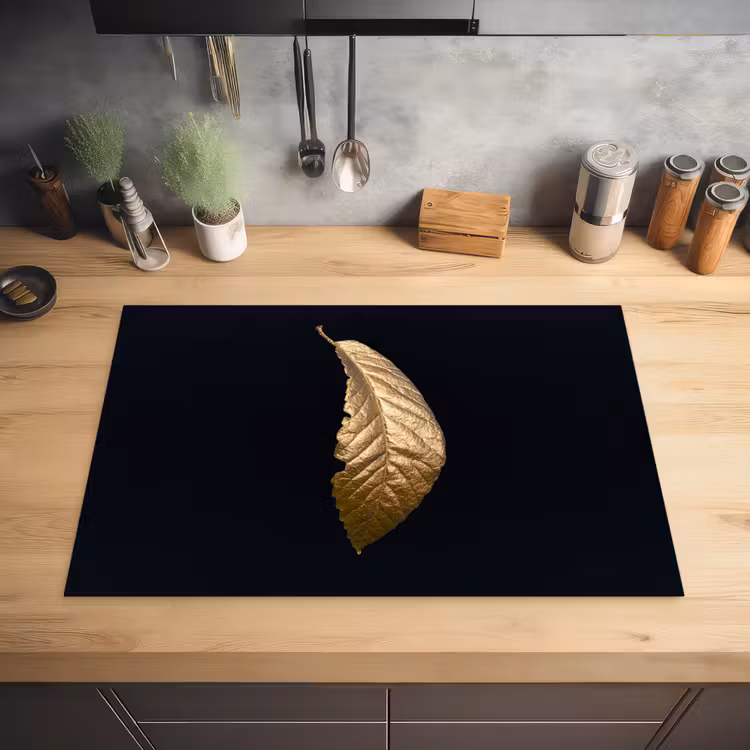 Bladeren - Luxe - Goud - Zwart - Natuur Inductie beschermer vinyl 3mm klein -sfeer5