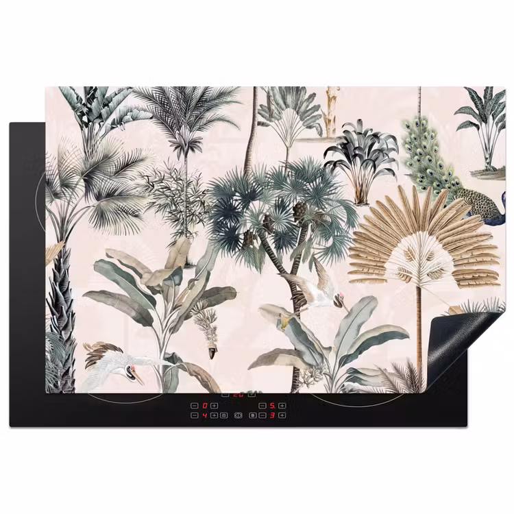 Bladeren - Monstera - Jungle - Tropical Inductie beschermer vinyl 3mm klein -3d