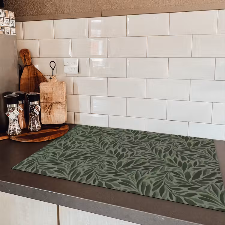 Bladeren - Organisch - Groen Inductie beschermer vinyl 3mm klein 276 -sfeer3