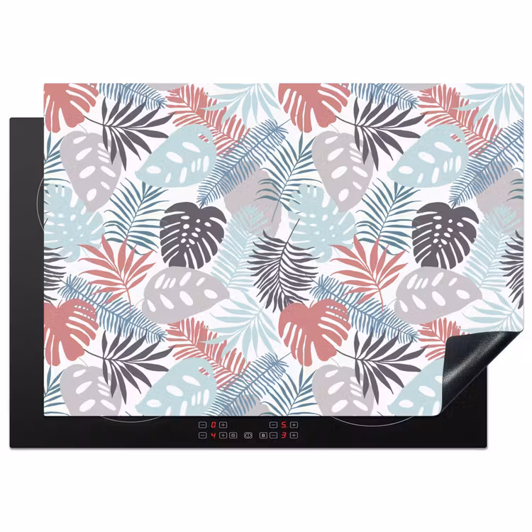 Inductie beschermer - Bladeren - Pastel - Jungle - Afdekplaat voor kookplaat Inductie beschermer vinyl 3mm middel -3d