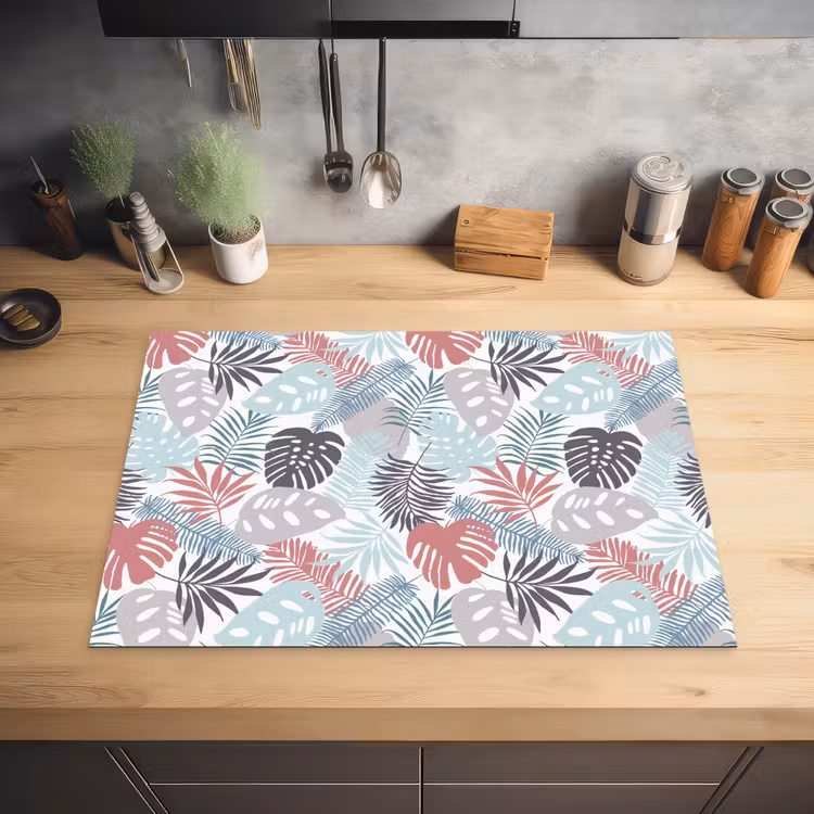 Inductie beschermer - Bladeren - Pastel - Jungle - Afdekplaat voor kookplaat Inductie beschermer vinyl 3mm middel -sfeer5