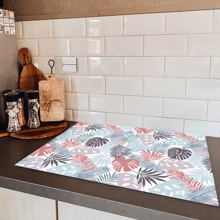 Inductie beschermer - Bladeren - Pastel - Jungle - Afdekplaat voor kookplaat Inductie beschermer vinyl 3mm middel -sfeer3