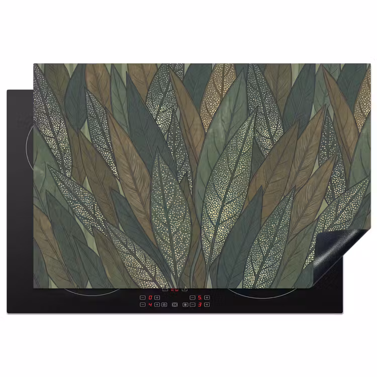Bladeren - Patroon - Gestippeld - Natuur - Groen Inductie beschermer vinyl 3mm klein -3d