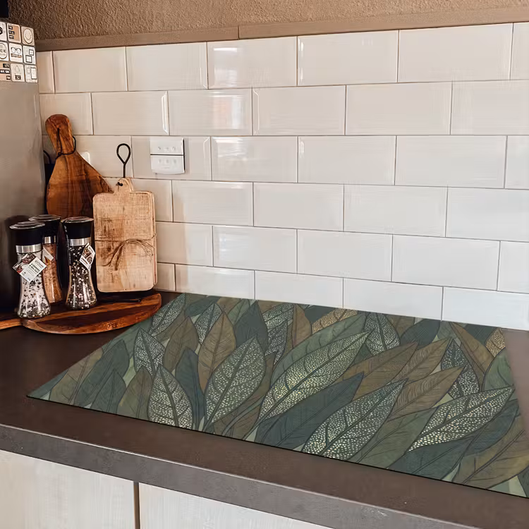 Bladeren - Patroon - Gestippeld - Natuur - Groen Inductie beschermer vinyl 3mm klein -sfeer3