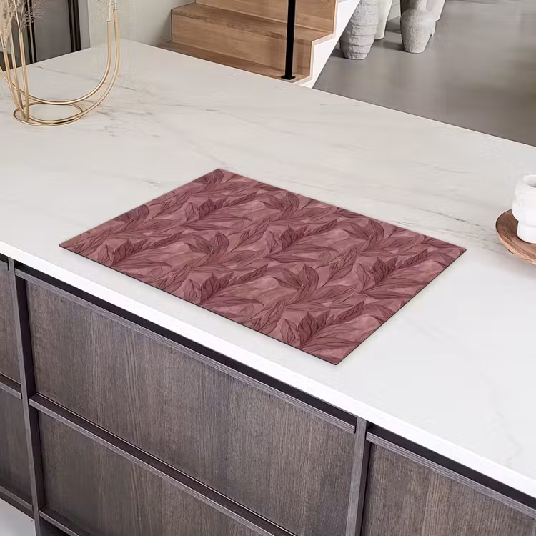 Bladeren - Patroon - Paars Inductie beschermer vinyl 3mm klein 276 -sfeer8