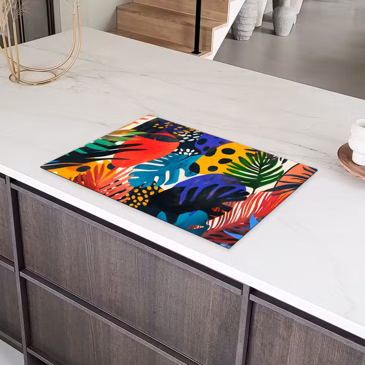 Bladeren - Vormen - Abstract - Kleurrijk Inductie beschermer vinyl 3mm klein -sfeer8