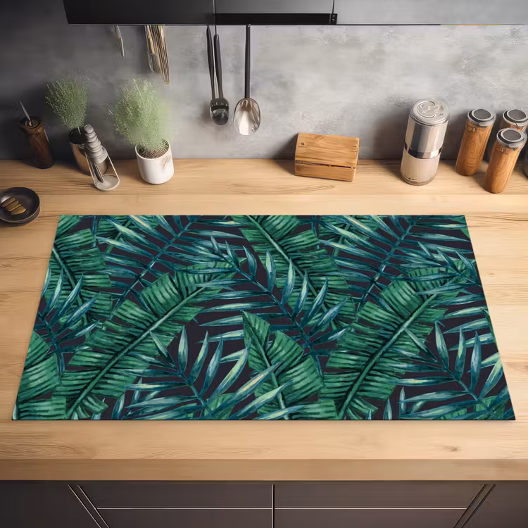 Bladeren - Tropical - Jungle Inductie beschermer vinyl 3mm middel -sfeer5