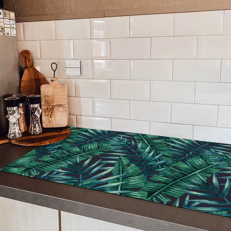 Bladeren - Tropical - Jungle Inductie beschermer vinyl 3mm middel -sfeer3