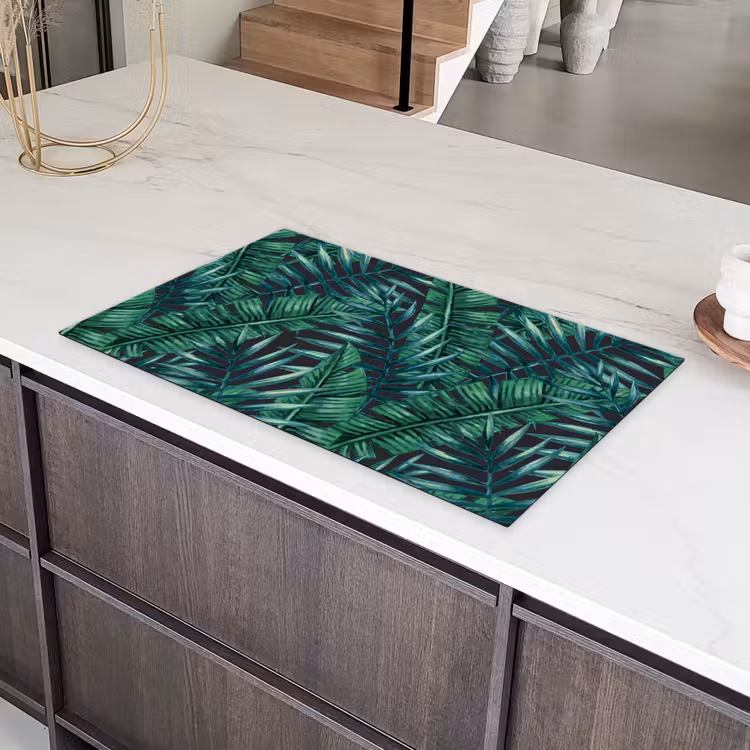 Bladeren - Tropical - Jungle Inductie beschermer vinyl 3mm middel -sfeer8