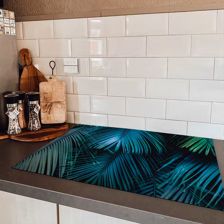 Bladeren - Tropisch - Jungle Inductie beschermer vinyl 3mm klein -sfeer3