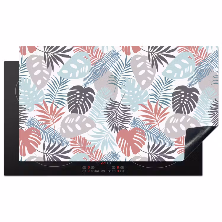 Bladeren - Tropical - Pastel - Jungle Inductie beschermer vinyl 3mm middel -3d