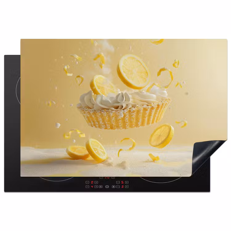 Citroen - Taart - Eten - Geel Inductie beschermer vinyl 3mm klein -3d
