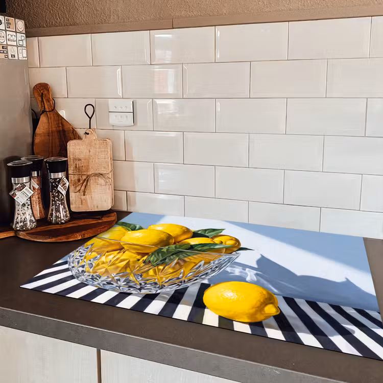 Induction Hob Cover - Lemons - Fruit - Yellow - Citroenen - Fruit - Geel Inductie beschermer vinyl 3mm klein
