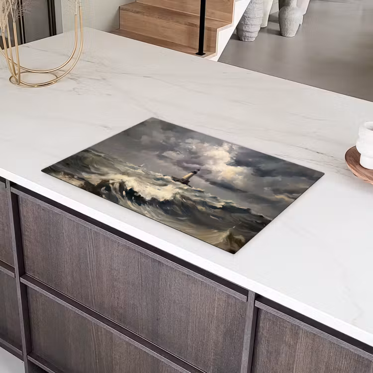 Vuurtoren - Golven - Storm Inductie beschermer vinyl 3mm klein -sfeer8