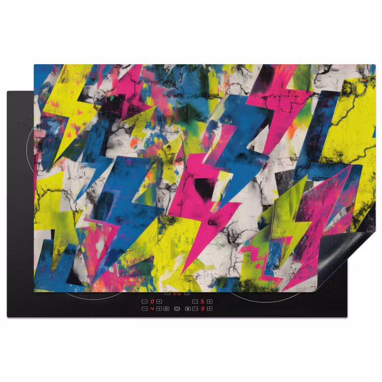 Bliksemschichten - Patroon - Marmer - Kleuren Inductie beschermer vinyl 3mm klein -3d