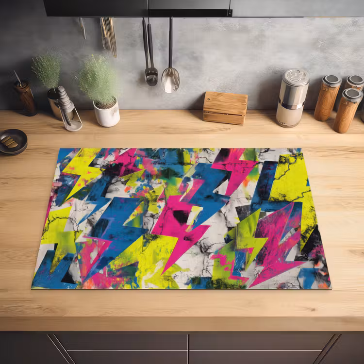 Bliksemschichten - Patroon - Marmer - Kleuren Inductie beschermer vinyl 3mm klein -sfeer5