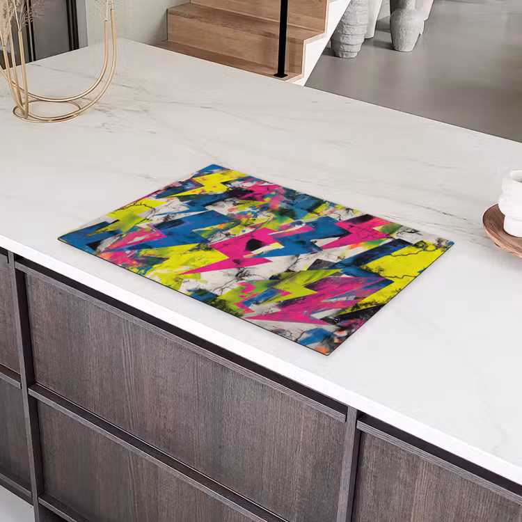 Bliksemschichten - Patroon - Marmer - Kleuren Inductie beschermer vinyl 3mm klein -sfeer8