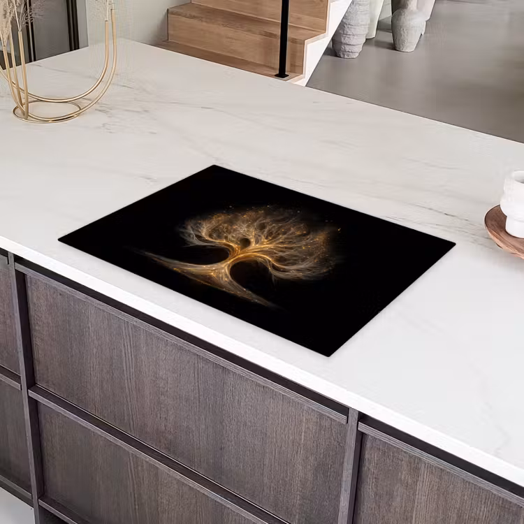 Lichtjes - Boom - Abstract - Zwart Inductie beschermer vinyl 3mm klein -sfeer8