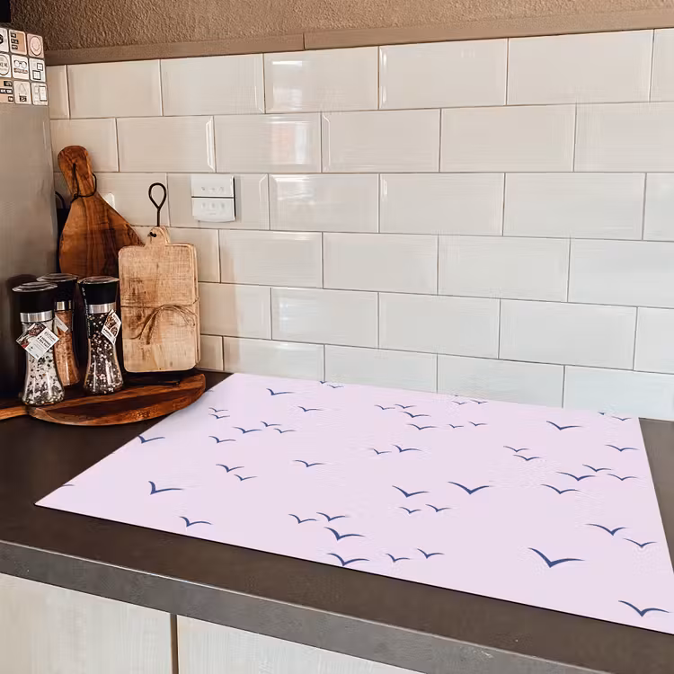 Lila - Vogels - Blauw Inductie beschermer vinyl 3mm klein 276 -sfeer3