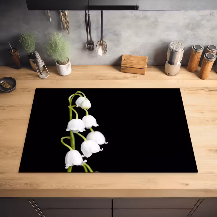 Lelietjes-van-dalen tegen Nacht Inductie beschermer vinyl 3mm klein -sfeer5