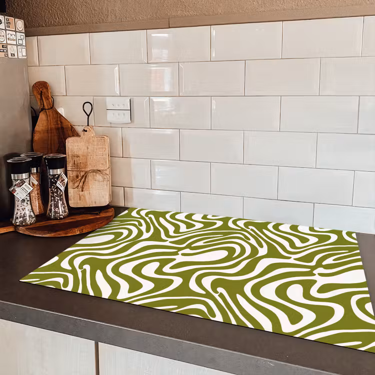 Lijnpatroon - Groen - Organisch Inductie beschermer vinyl 3mm klein 276 -sfeer3