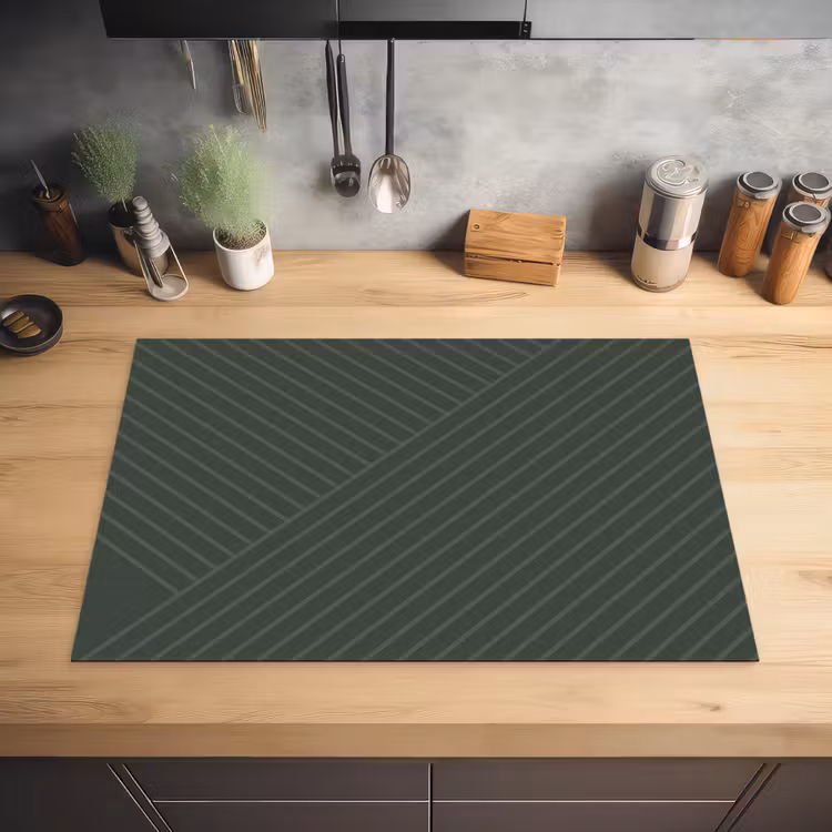 Lijnen - Abstract - Groen - Minimalistisch Inductie beschermer vinyl 3mm klein -sfeer5